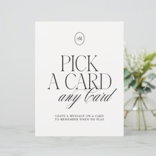 Elegant Black & White Pick a Card Wedding Sign