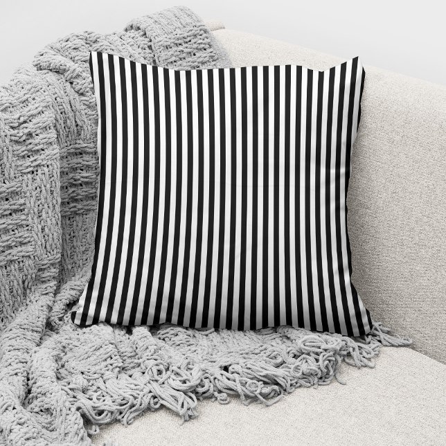 Elegant Black White Pin Stripes Pattern Cushion (Creator Uploaded)