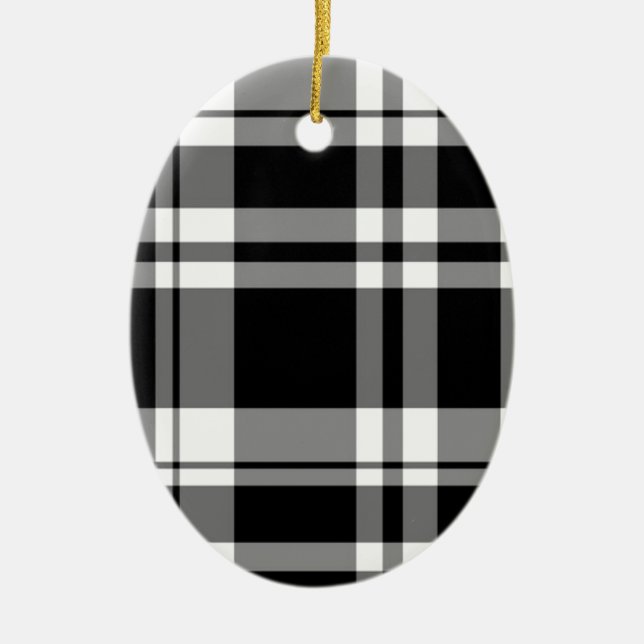 elegant black white plaid pattern ceramic tree decoration (Front)