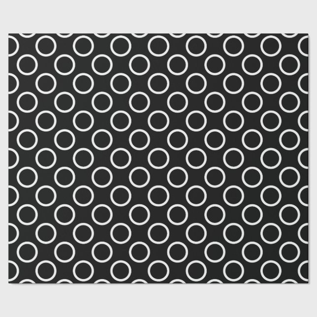 Elegant Black & White Polka Dot Pattern Wrapping Paper (Seam)