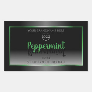 Elegant Black White Product Label Green Frame Logo