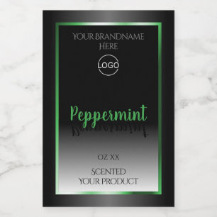 Elegant Black White Product Label Green Frame Logo