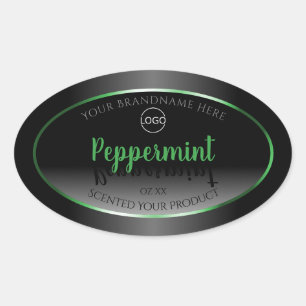 Elegant Black White Product Label Green Frame Logo