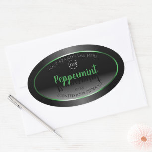 Elegant Black White Product Label Green Frame Logo