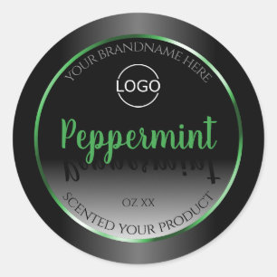 Elegant Black White Product Label Green Frame Logo