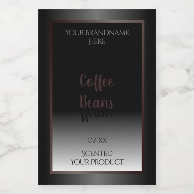 Elegant Black White Product Labels Burgundy Frame (Single Label)
