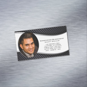 Elegant Black White Professional Custom Photo  Magnetic Business Card