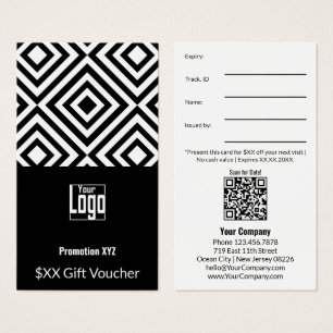 Elegant Black White Promotional Gift Voucher Card