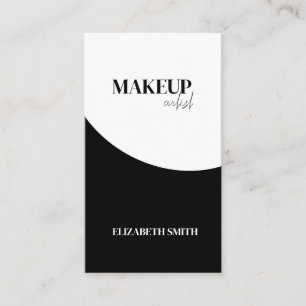 Elegant black &white QR code makeup artist Business Card