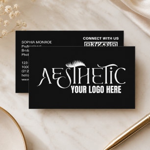 Elegant Black White Qr Code Makeup Logo Lashes Business Card