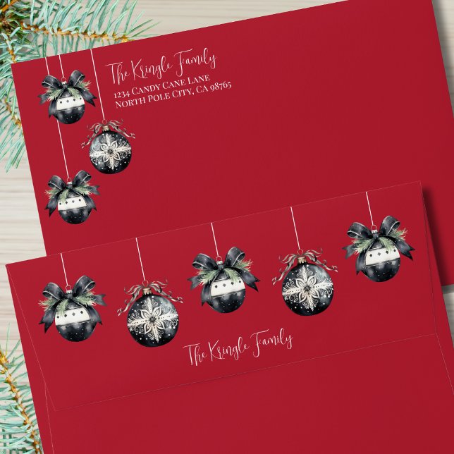 Elegant Black White Red Christmas Envelope (Elegant Black White Red Christmas envelope )