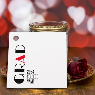 Elegant black white red graduation favour tags
