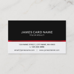 Elegant Black/White Red Line business card