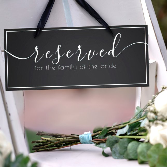 Elegant Black & White Reserved Seat Wedding Sign (elegant black and white reserved seat wedding sign)