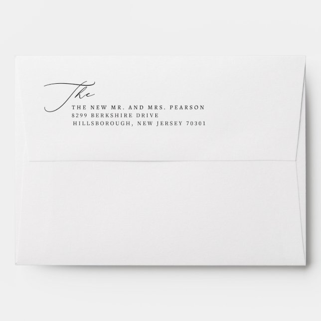 Elegant Black White Return Address Wedding Envelope (Back (Top Flap))