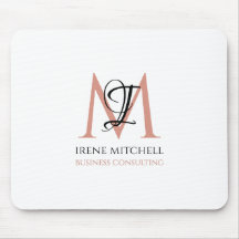 Elegant Black White Rose Gold Modern Monogram Name