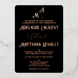 Elegant Black & White Rose Gold Striped Wedding