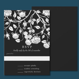 Elegant Black & White Roses Wedding Invitation