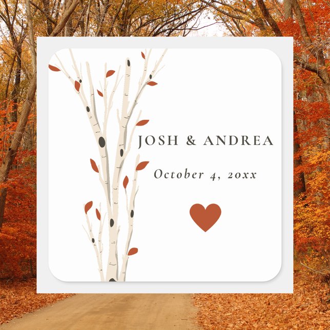 Elegant Black & White Rustic Wedding Engagement Square Sticker (Creator Uploaded)