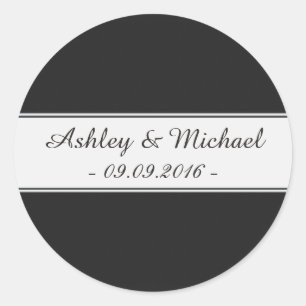 Elegant Black & White Save the Date Classic Round Sticker