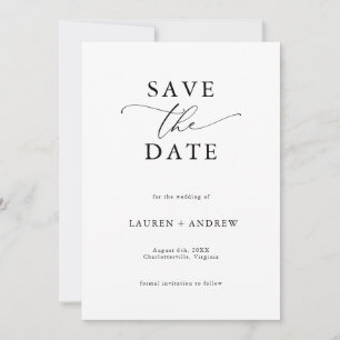 Elegant Black & White Save the Date Invitation