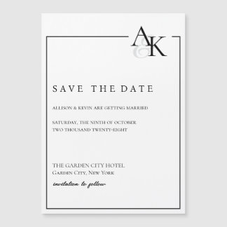 Elegant Black & White Save the Date Magnet