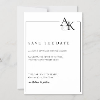 Elegant Black & White Save the Date Magnet