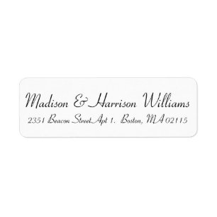 Elegant black white script classic chic address