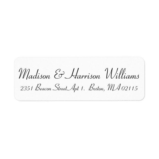 Elegant black white script classic chic address (Front)
