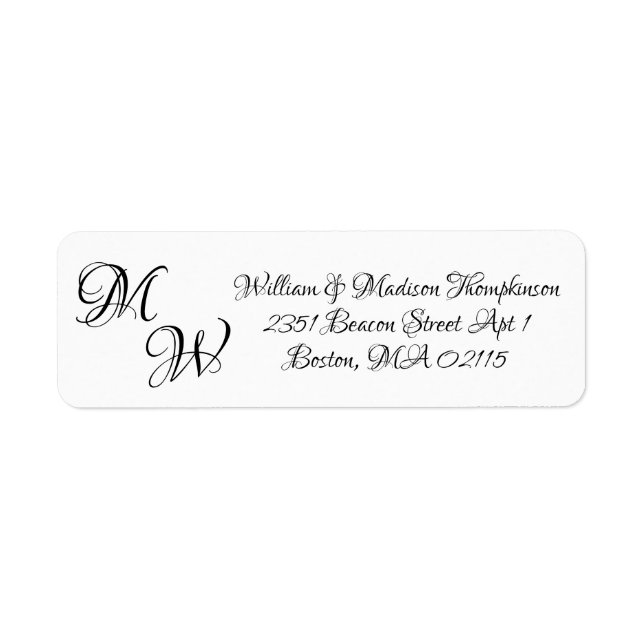 Elegant black white script custom initials wedding (Front)