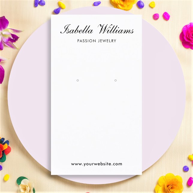 Elegant Black White Script Earring Display Card (Creator Uploaded)