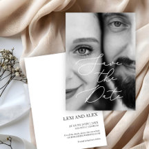 Elegant Black White Script Photo Save The Date