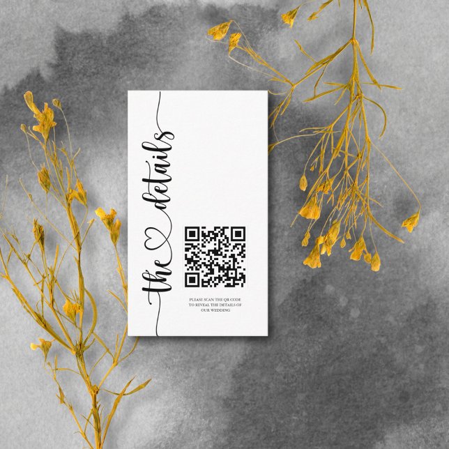 Elegant Black & White Script Wedding Details  Enclosure Card (Creator Uploaded)