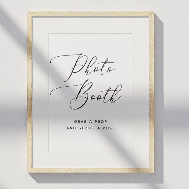 Elegant Black & White Script Wedding Photo Booth Poster (Creator Uploaded)