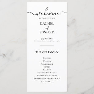 Elegant Black & White Script Wedding Programme