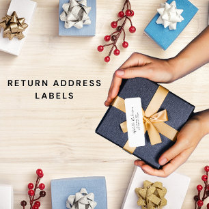 Elegant black white script wedding return address