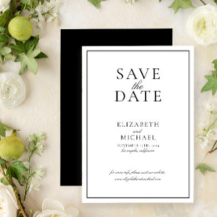 Elegant Black & White Script Wedding Save the Date Invitation