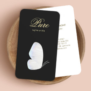 Elegant Black White Seashell Butterfly Business Card