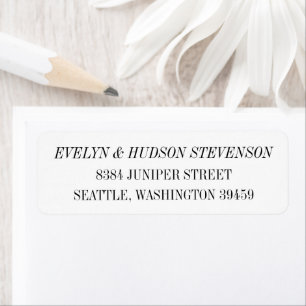 Elegant Black White Serif Wedding Return Address