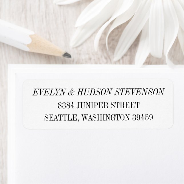 Elegant Black White Serif Wedding Return Address (Insitu)