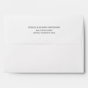 Elegant Black White Serif Wedding Return Address Envelope