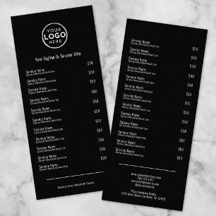 Elegant Black White Services Menu Rack Card