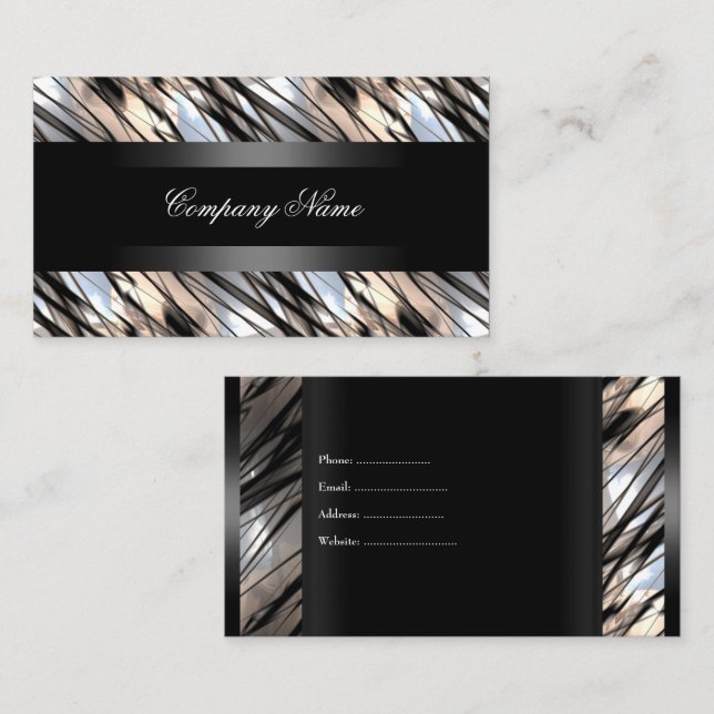 Elegant Black White Silver Indestructible Business Card (Front/Back)