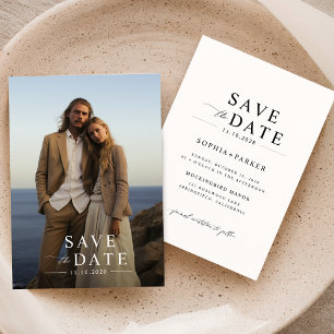 Elegant Black & White Simple Photo Wedding Save The Date