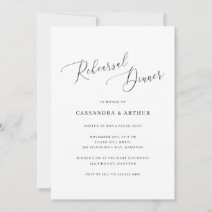 Elegant Black White Simple Rehearsal Dinner Invitation
