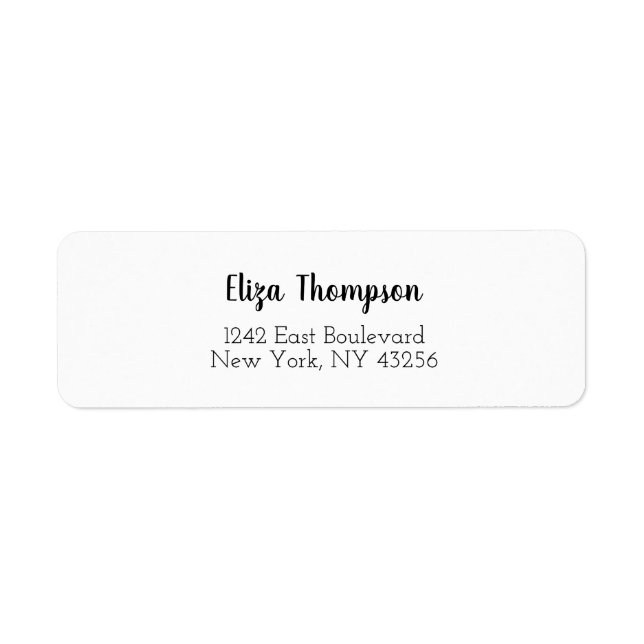 Elegant Black White Simple Return Address (Front)