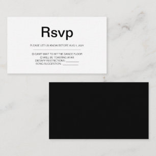 Elegant Black & White Simple Wedding Rsvp Card
