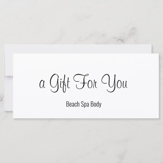 Elegant Black & White Spa Salon Gift Certificate (Front)