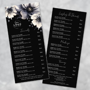 Elegant Black White Spa Services Menu Rack Card