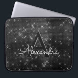 Elegant Black & White Sparkling Stars Monogram Laptop Sleeve<br><div class="desc">Elegant Black and White Sparkle and Shimmer Elegant Monogram Case. This case can be customised to include your initial and first name.</div>